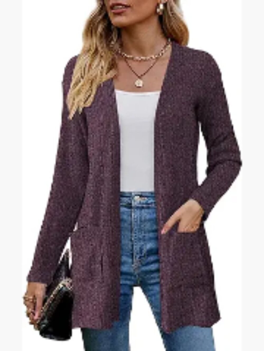 Cardigan with Pockets Lightweight Open Front Sweater S-XL